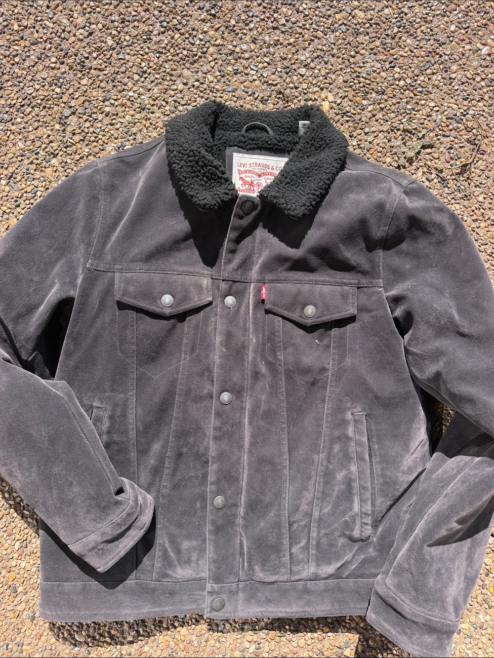 Levis Men's Black Trucker Jacket Faux Suede Size M